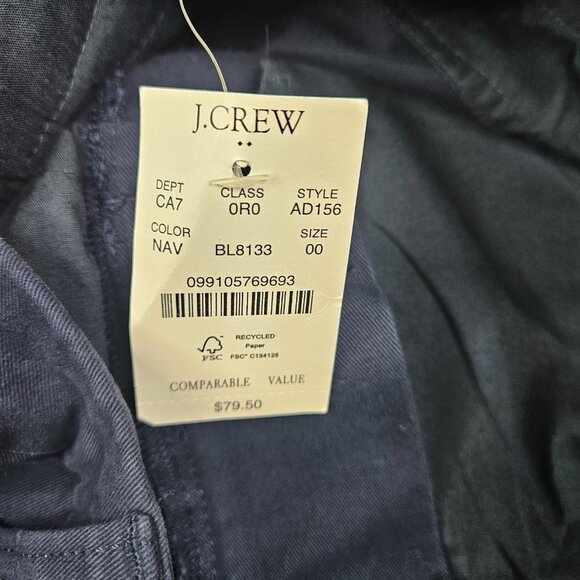 J.CRW High-Rise Girlfriend Chino Navy Blue Casual Pant Size 00 NEW - Picture 6 of 10